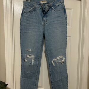 Madewell Light Wash Straight-Leg Distressed Jeans
